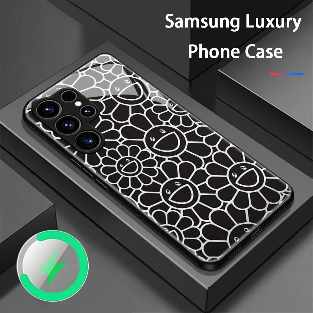 Magnetic Phone Case - جراب هاتف زجاجي مغناطيسي بتصميم زهرة