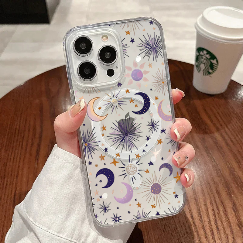 Magnetic Phone Case - غطاء هاتف رومانسي بتصميم الشمس والقمر