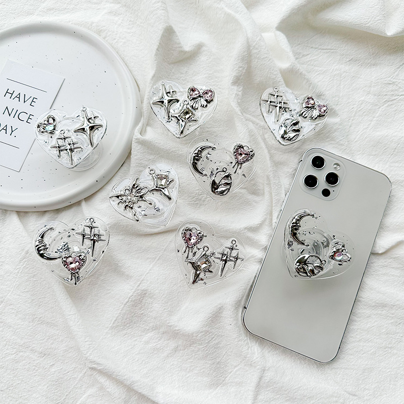 حامل هاتف شفاف على شكل قلب مع  - مراجعة Phone Accessories Crochet وسعره