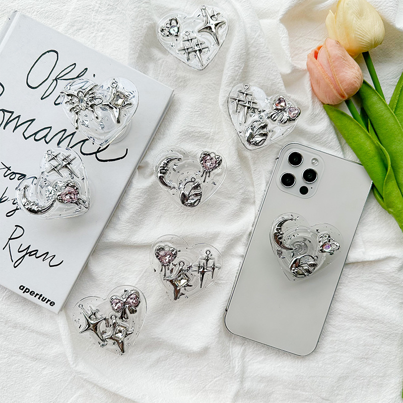 حامل هاتف شفاف على شكل قلب مع  - مراجعة Phone Accessories Crochet وسعره